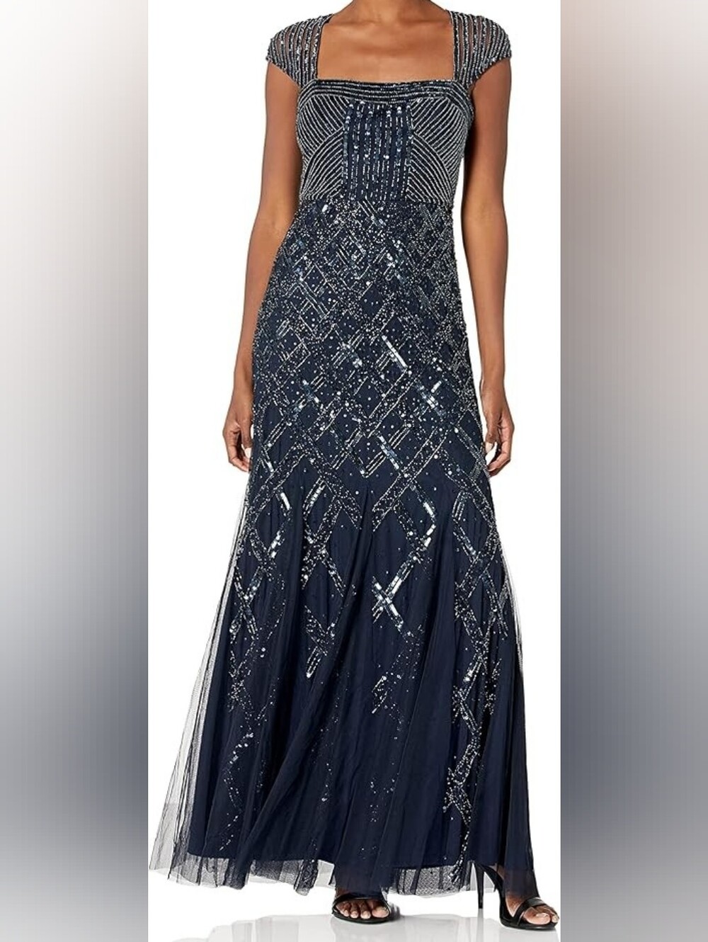 Adrianna Papell Beaded Evening Ball Gown Dress Sz 8